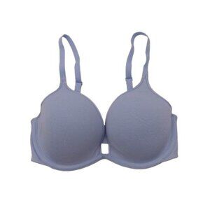 NEW b.tempt'd by Wacoal Cotton To A Tee Plunge Contour Bra Blue Size 34D 953272